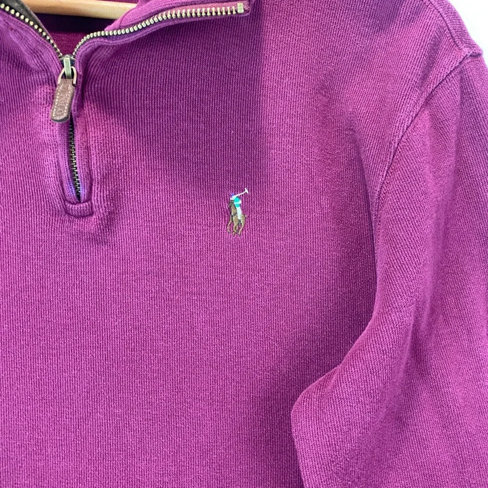 Polo Ralph Lauren Estate Rib Quarter Zip Mens Sz M Burgundy Red Pullover Sweater